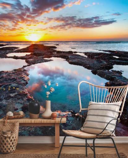 Rocky Beach Sonnenuntergang Hintergrundbild