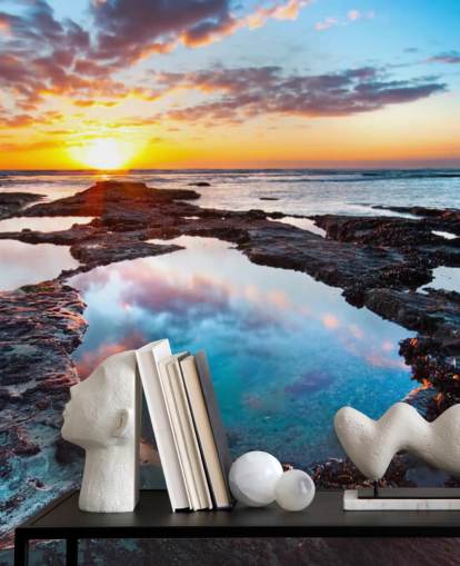 Rocky Beach Sunset Wallpaper