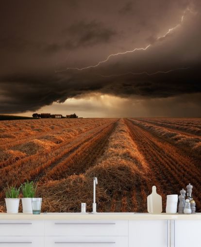 Verlichting boven Hay Field Muurschildering