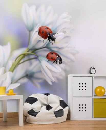 Décoration murale coccinelles sur fleurs blanches Décoration murale coccinelles sur fleurs blanches