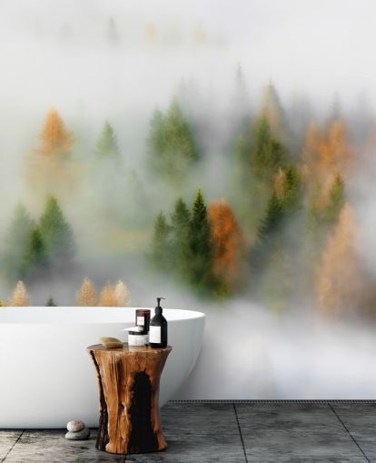 Misty Autumn Forest Wall Mural