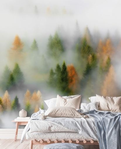 Misty Autumn Forest Wall Mural