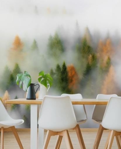 Misty Autumn Forest Wall Mural Misty Autumn Forest Wall Mural