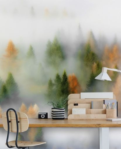 Misty Autumn Forest Wall Mural