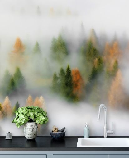 Misty Autumn Forest Wall Mural