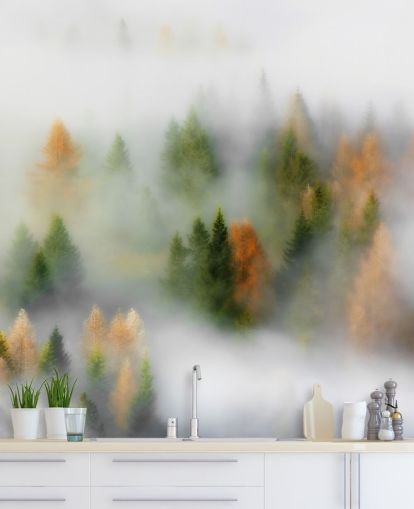 Misty Autumn Forest Wall Mural