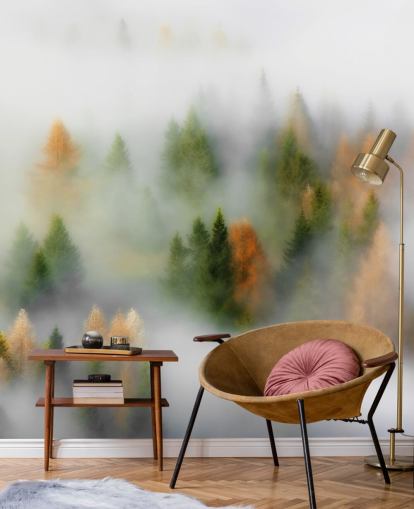 Misty Autumn Forest Wall Mural Misty Autumn Forest Wall Mural