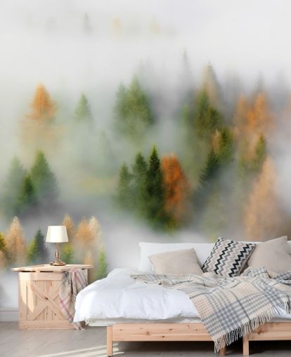 Misty Autumn Forest Wall Mural