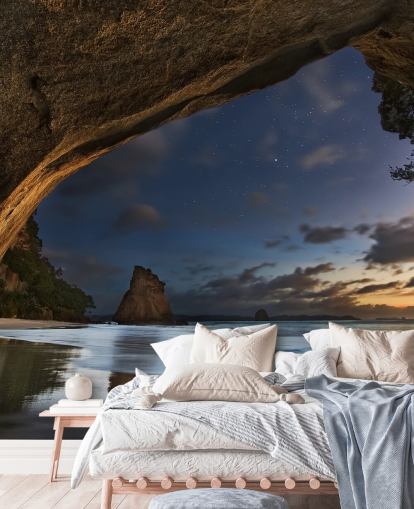 papier peint mural de scène de plage appelé Cathedral Cove pour les salons, les chambres et les bureaux à domicile papier peint mural de scène de plage appelé Cathedral Cove pour les salons, les chambres et les bureaux à domicile