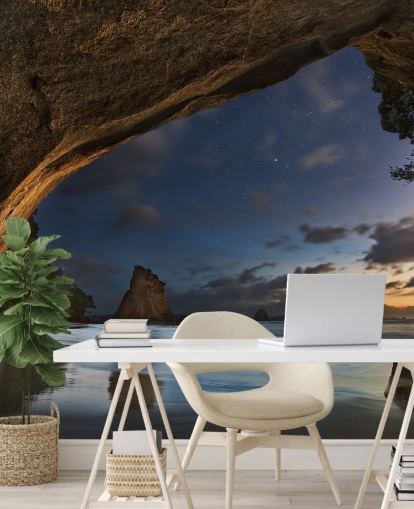 strandgezicht behangmuurschildering genaamd Cathedral Cove voor woonkamers, slaapkamers en kantoren aan huis strandgezicht behangmuurschildering genaamd Cathedral Cove voor woonkamers, slaapkamers en kantoren aan huis