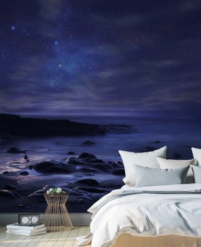 Mural de parede de céu noturno azul estrelado