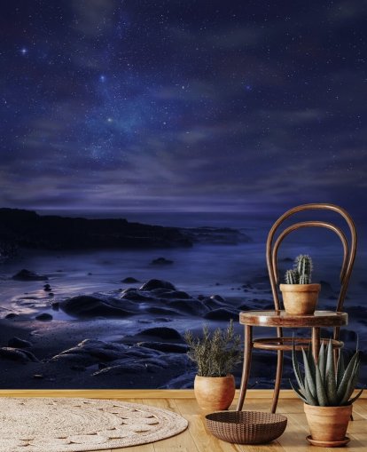 Starry Blue Night Sky -seinämaalaus