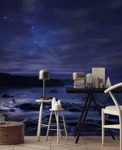 Starry Blue Night Sky Wall Mural Starry Blue Night Sky Wall Mural