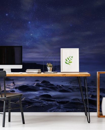 Starry Blue Night Sky Wall Mural