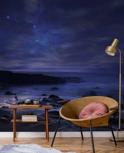 Mural de pared Cielo nocturno azul estrellado