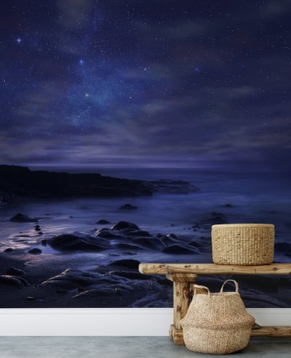 Starry Blue Night Sky -seinämaalaus