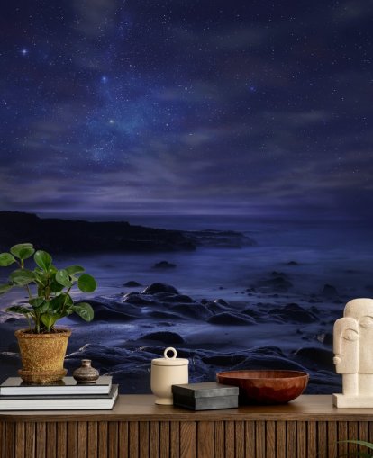 Stjerneblå Natt Himmel Veggmaleri