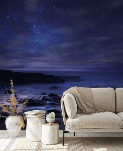 Starry blå natthimmel väggmålning Starry blå natthimmel väggmålning