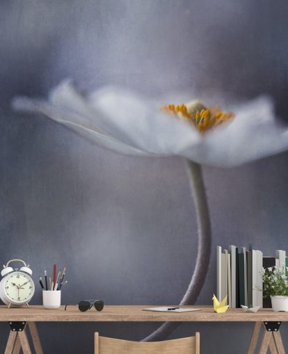 close-up van witte bloem behang