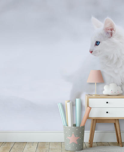 Mural de pared Gatito blanco en nieve