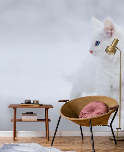 Hvit kattunge i Snow Wall Mural