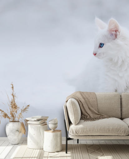 Mural de pared Gatito blanco en nieve