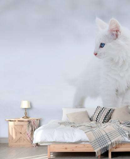 Mural de pared Gatito blanco en nieve