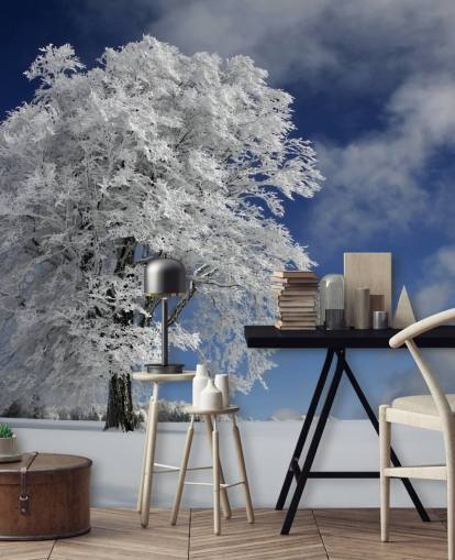 Decorazione murale con buco del vento bianco nella foresta nera Decorazione murale con buco del vento bianco nella foresta nera
