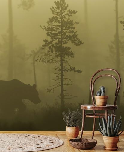 Bjørn i Misty Forest Bakgrunn Bjørn i Misty Forest Bakgrunn