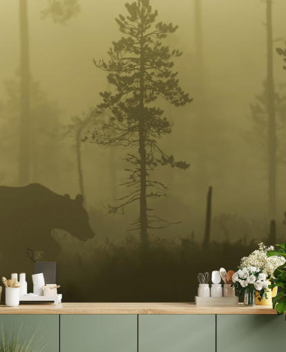 Bear in Misty Forest Wallpaper