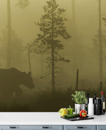 Bear in Misty Forest Wallpaper