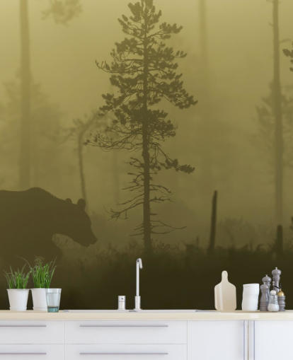 Bear in Misty Forest Wallpaper Bear in Misty Forest Wallpaper