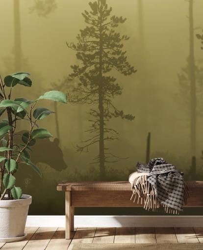 Carta da Parati Bear in Misty Forest