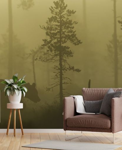 Bjørn i Misty Forest Bakgrunn Bjørn i Misty Forest Bakgrunn