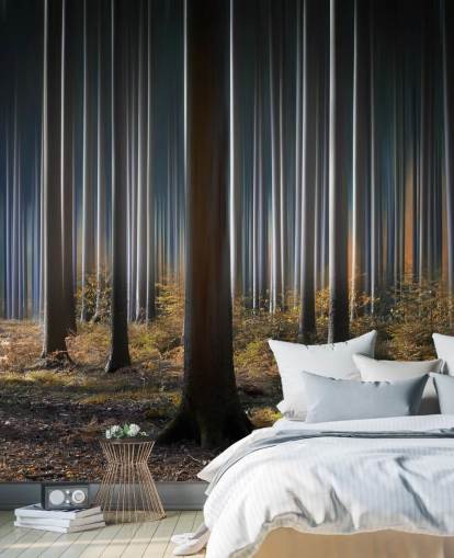 Papel pintado de troncos de árboles forestales relucientes Papel pintado de troncos de árboles forestales relucientes