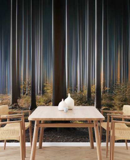 Papier peint brillant de troncs d'arbres forestiers