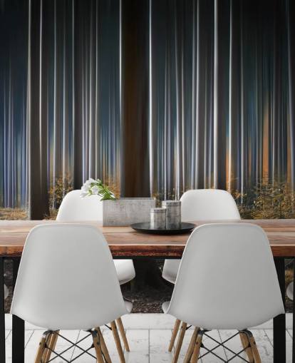 Papel de Parede Gleaming Forest Tree Trunks