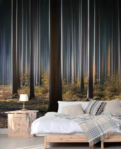 Papel pintado de troncos de árboles forestales relucientes