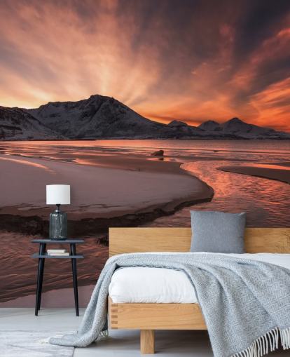 Fondo de pantalla Pink Sunset Mountain River