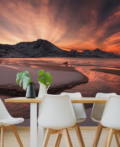 Pink Sunset Mountain River Taustakuva