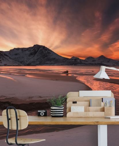 Fondo de pantalla Pink Sunset Mountain River