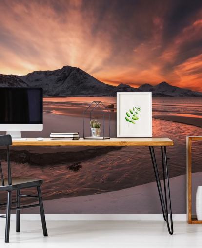 Fondo de pantalla Pink Sunset Mountain River