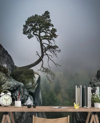 Papier Peint Fresque Arbre qui pousse de la montagne