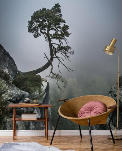 Boomteelt van Mountain Rock Wall Mural