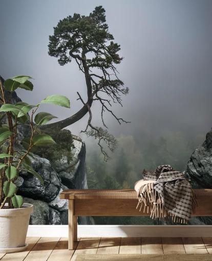 Tre Vokser fra Mountain Rock Wall Mural