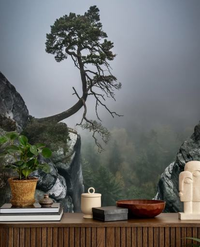 Boomteelt van Mountain Rock Wall Mural