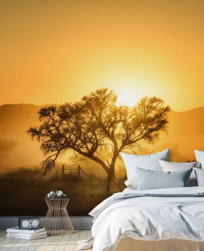 Papel de Parede Gold Sunrise against Tree