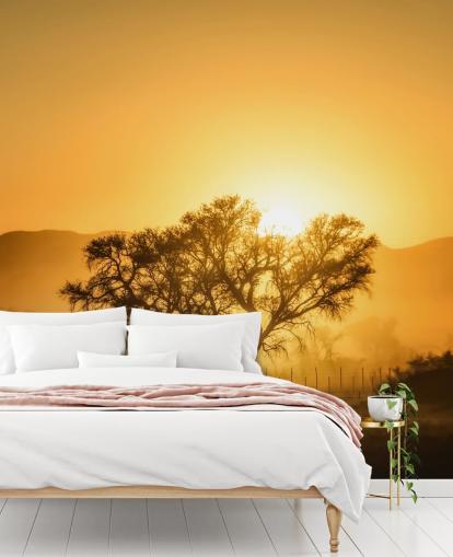 Gold Sunrise vastaan Tree Taustakuva