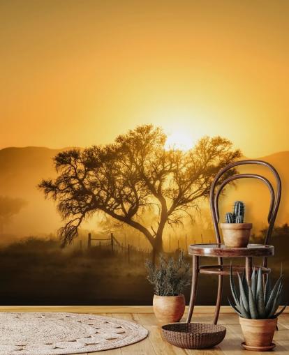 Gold Sunrise mot tre tapet