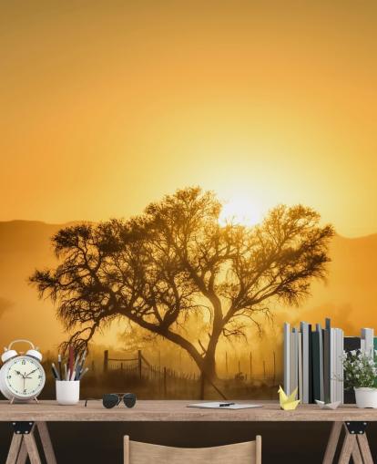 Gold Sunrise vastaan Tree Taustakuva